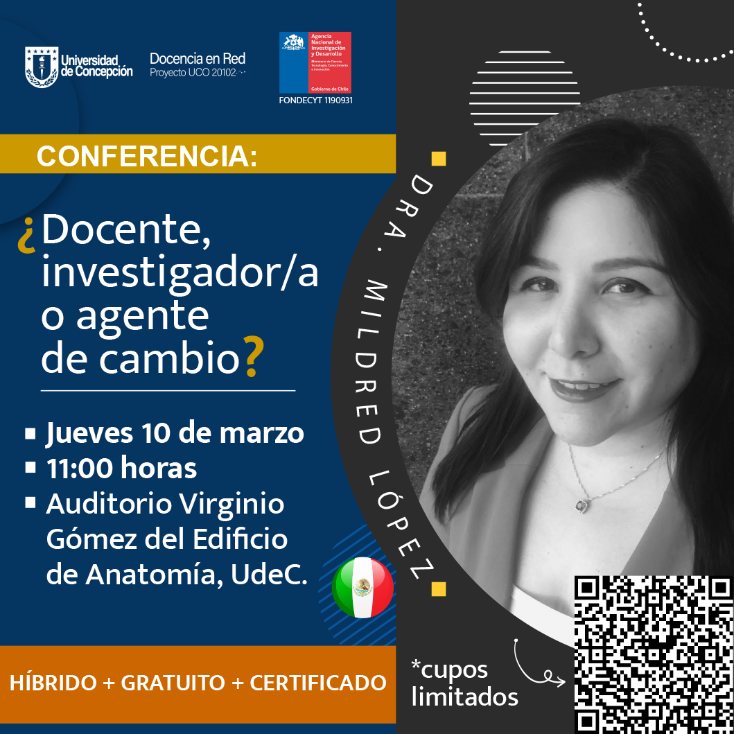 Gráfica con información referente a la conferencia que dictará la Dr.Mildred López Cabrera